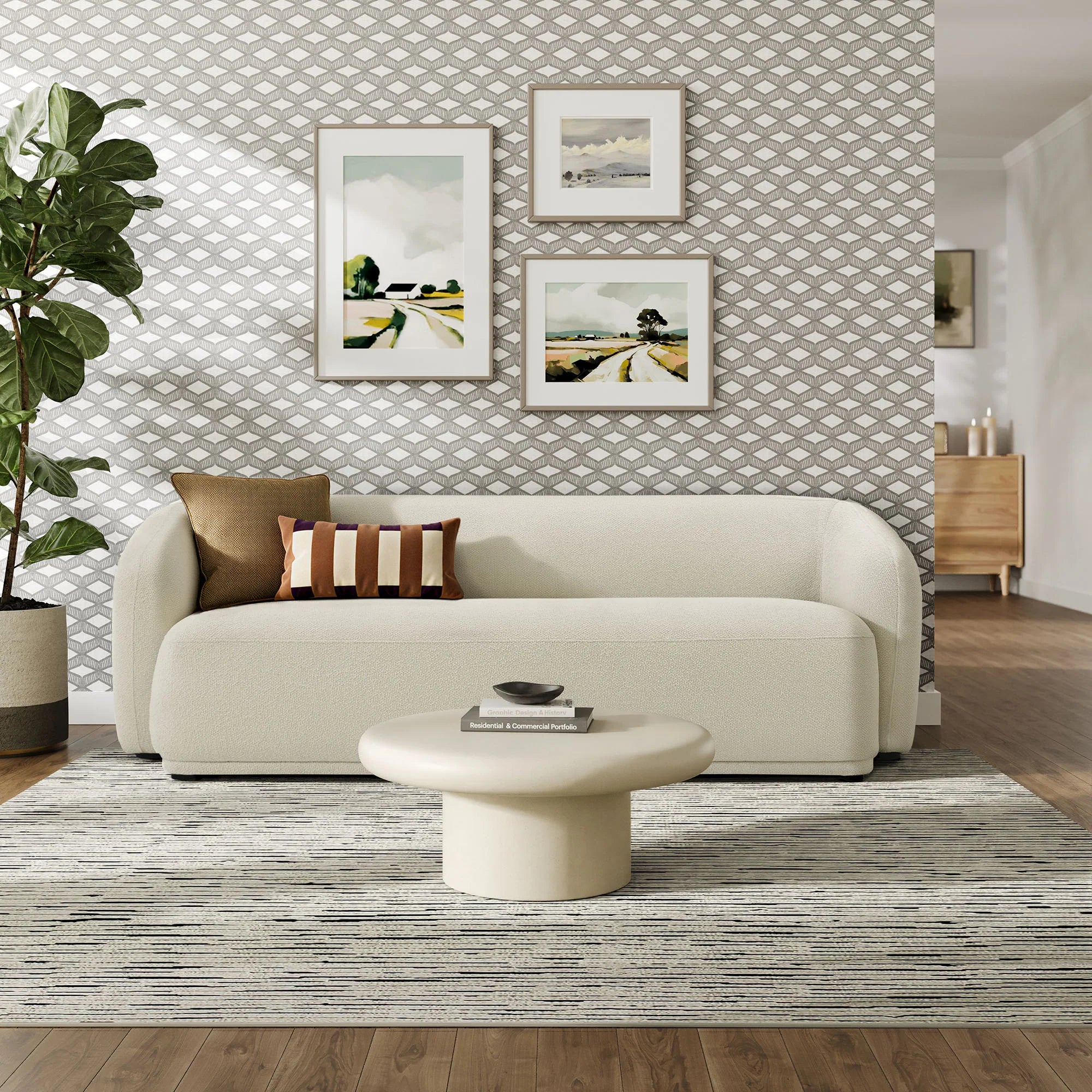 Modern Bouclé Curved Arm Sofa