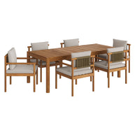 7-Piece Outdoor Teak Dining Set with 89