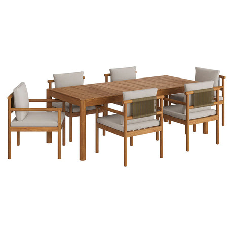 7-Piece Outdoor Teak Dining Set with 89" Slatted Table
