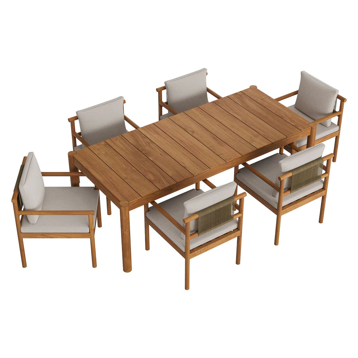 7-Piece Outdoor Teak Dining Set with 89