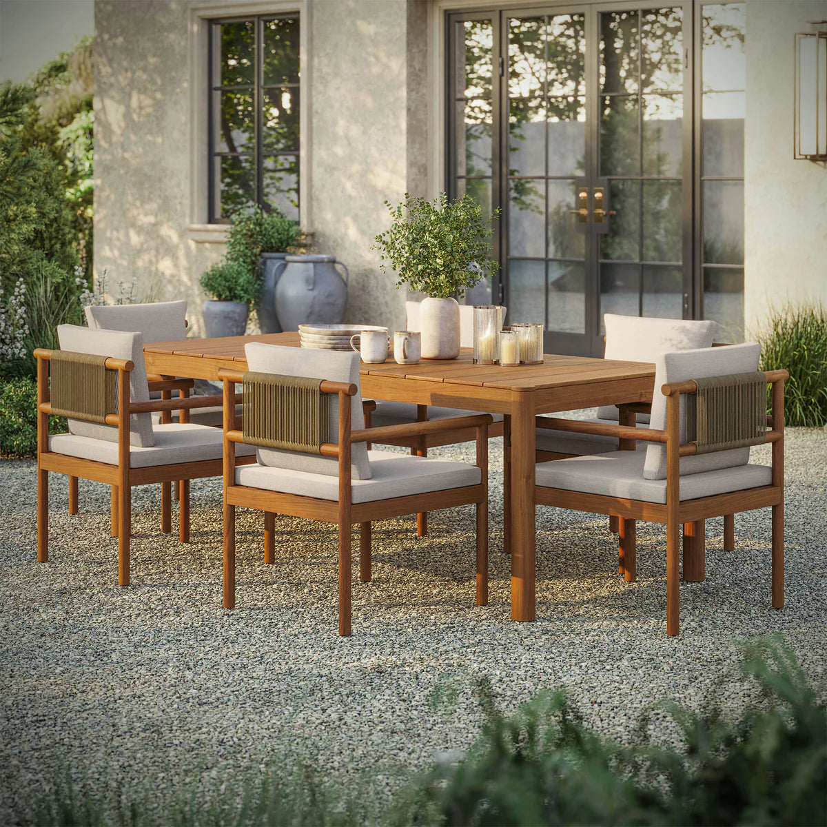 7-Piece Outdoor Teak Dining Set with 89