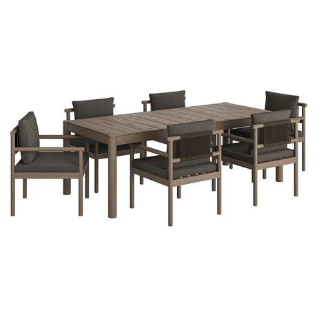 7-Piece Outdoor Teak Dining Set with 89" Slatted Table