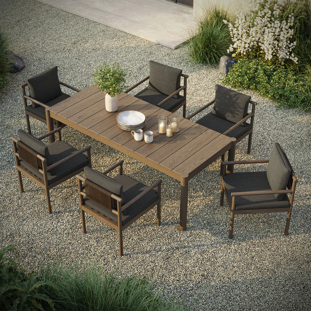 7-Piece Outdoor Teak Dining Set with 89