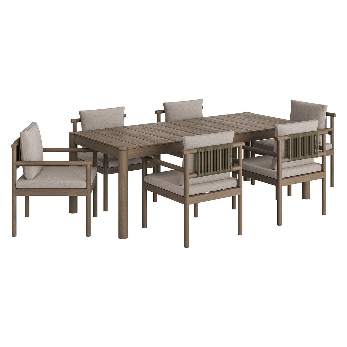 7-Piece Outdoor Teak Dining Set with 89