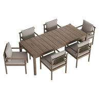 7-Piece Outdoor Teak Dining Set with 89