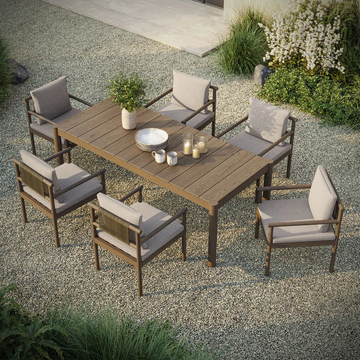 7-Piece Outdoor Teak Dining Set with 89