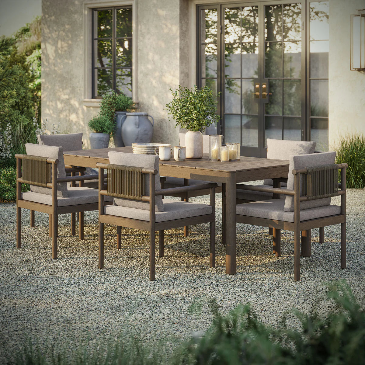 7-Piece Outdoor Teak Dining Set with 89