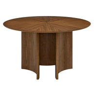 Round Sunburst Walnut Dining Table