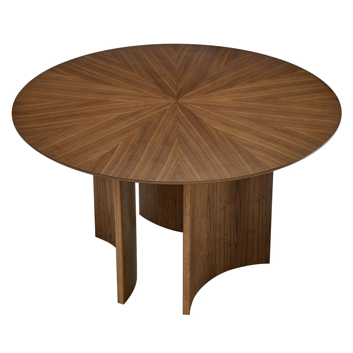 Round Sunburst Walnut Dining Table