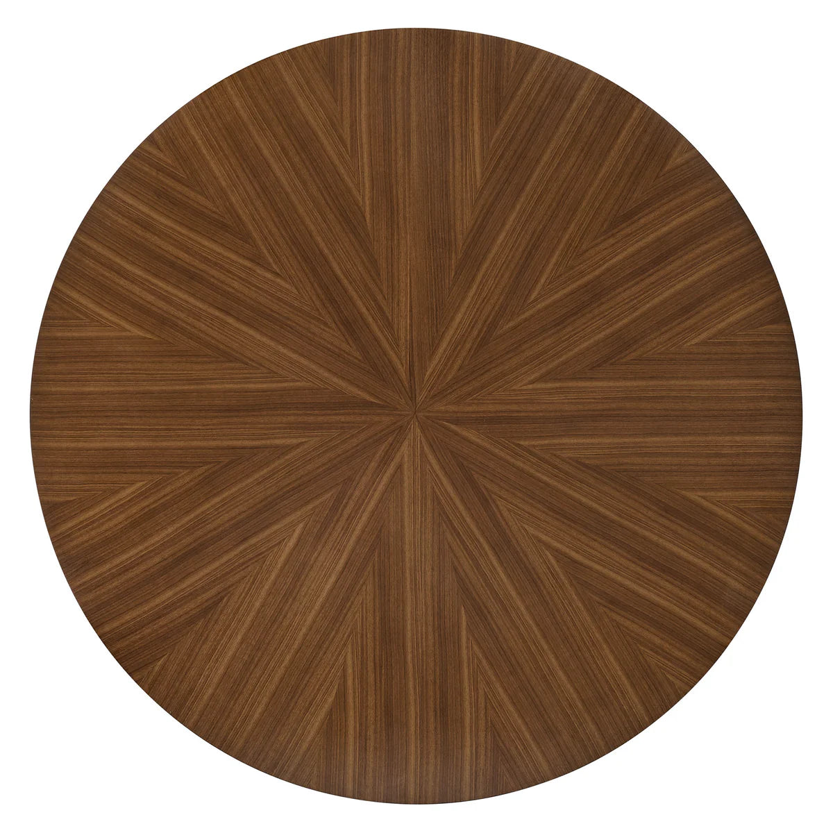 Round Sunburst Walnut Dining Table