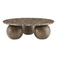 Indoor / Outdoor Round Faux Emperador Marble Coffee Table