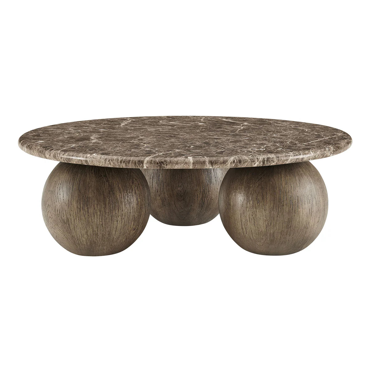 Indoor / Outdoor Round Faux Emperador Marble Coffee Table
