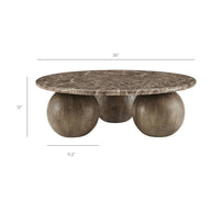 Indoor / Outdoor Round Faux Emperador Marble Coffee Table