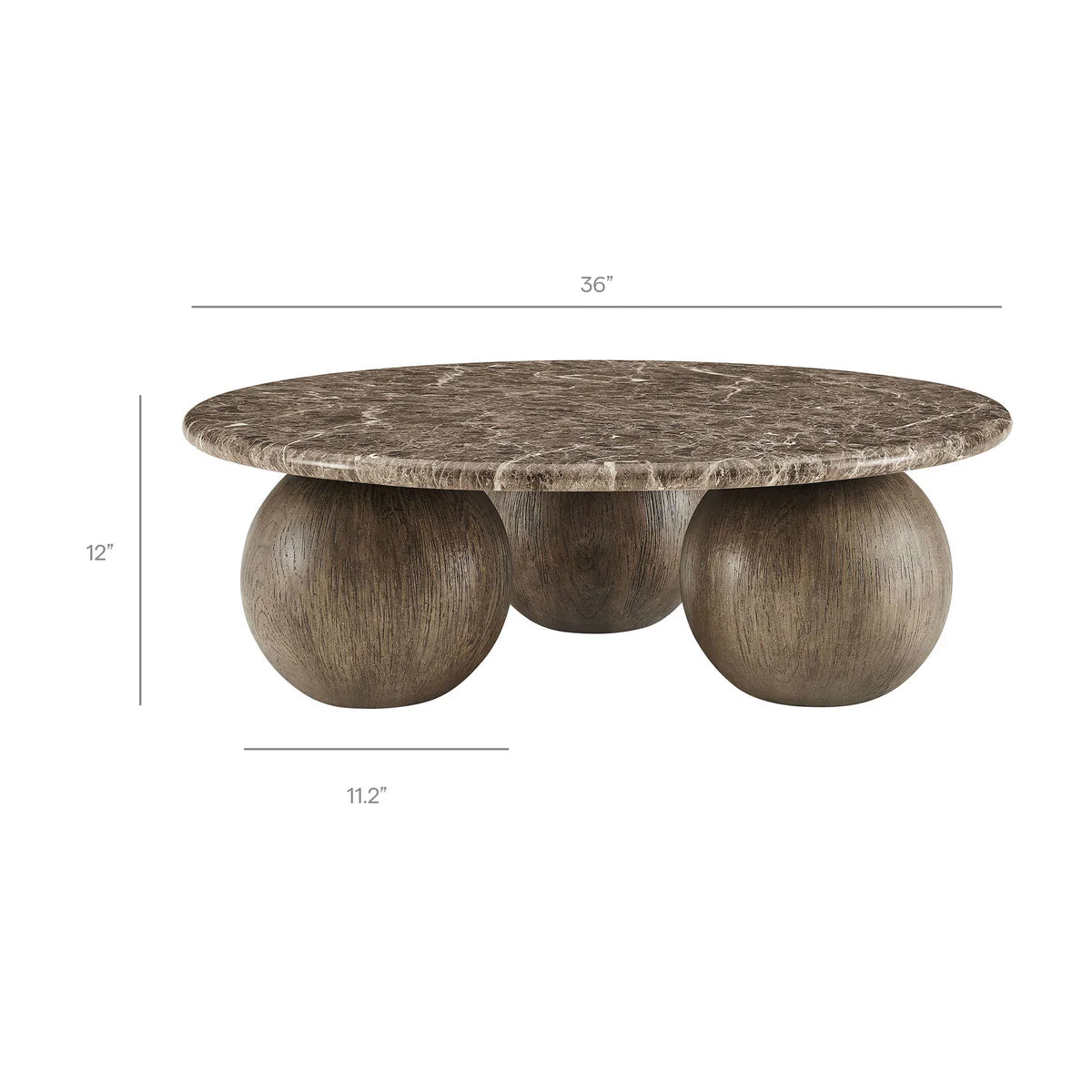 Indoor / Outdoor Round Faux Emperador Marble Coffee Table