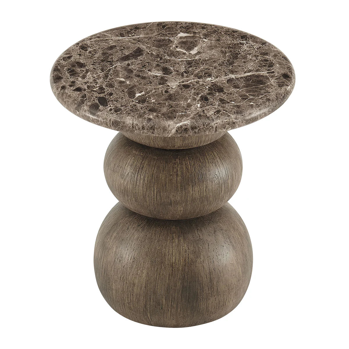 Indoor / Outdoor Round Faux Emperador Marble End Table