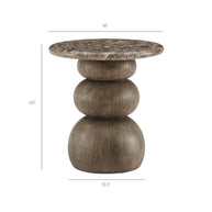 Indoor / Outdoor Round Faux Emperador Marble End Table