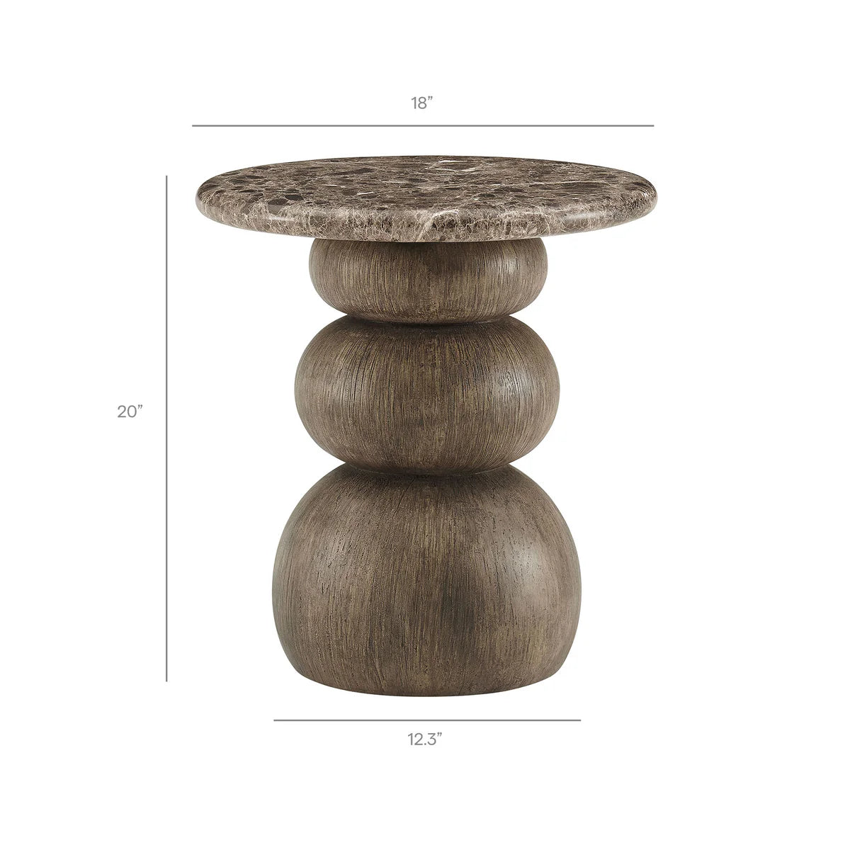 Indoor / Outdoor Round Faux Emperador Marble End Table