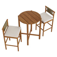 3-Piece Outdoor Teak Wood Bar Set