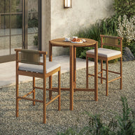 3-Piece Outdoor Teak Wood Bar Set