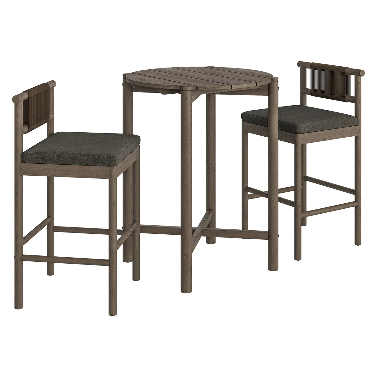 3-Piece Outdoor Teak Wood Bar Set