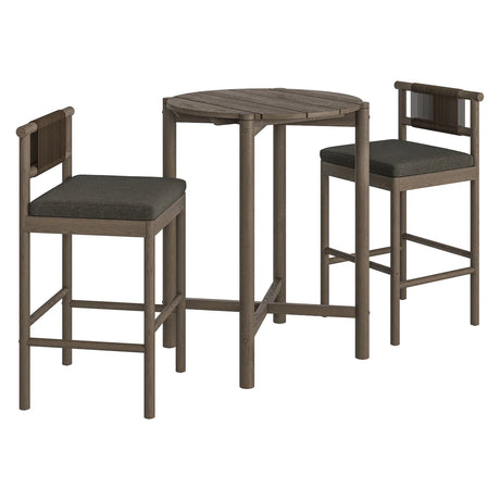 3-Piece Outdoor Teak Wood Bar Set