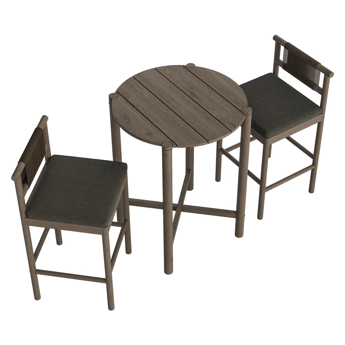 3-Piece Outdoor Teak Wood Bar Set