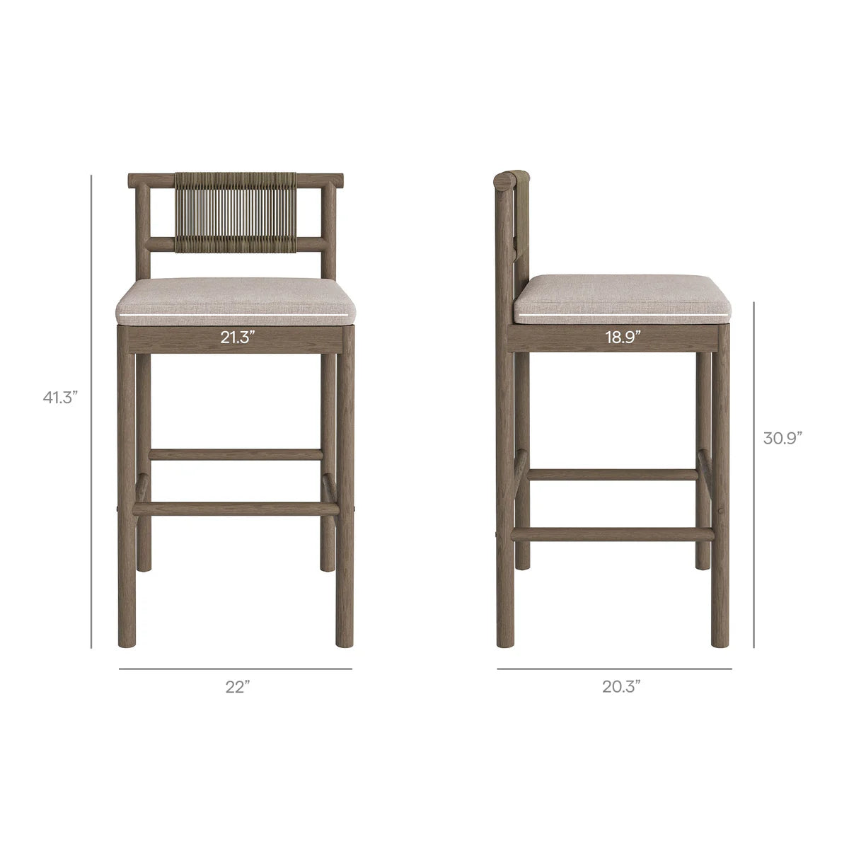 3-Piece Outdoor Teak Wood Bar Set