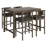 5-Piece Outdoor Teak Wood Bar Dining Set