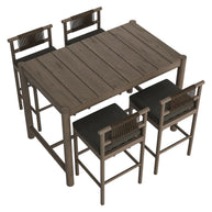 5-Piece Outdoor Teak Wood Bar Dining Set