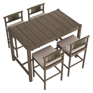 5-Piece Outdoor Teak Wood Bar Dining Set
