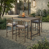 5-Piece Outdoor Teak Wood Bar Dining Set