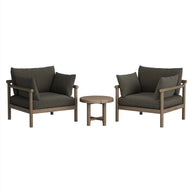 3-Piece Outdoor Teak Wood Armchair Conversation Set