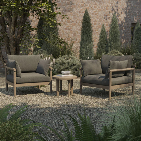 3-Piece Outdoor Teak Wood Armchair Conversation Set