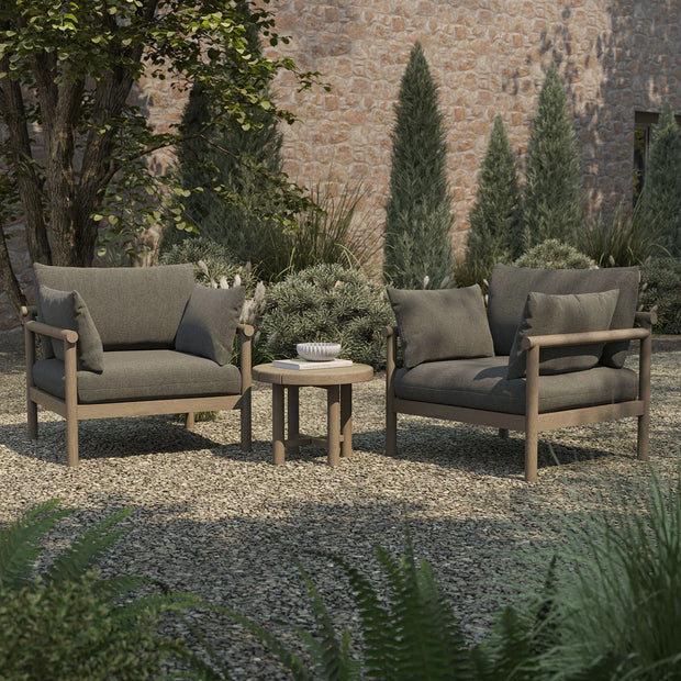 3-Piece Outdoor Teak Wood Armchair Conversation Set