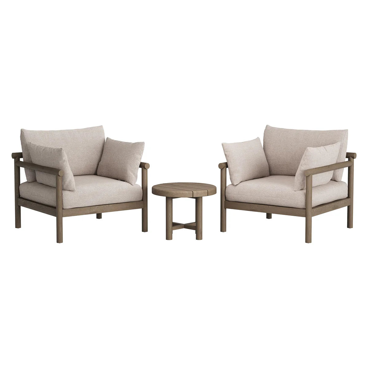 3-Piece Outdoor Teak Wood Armchair Conversation Set