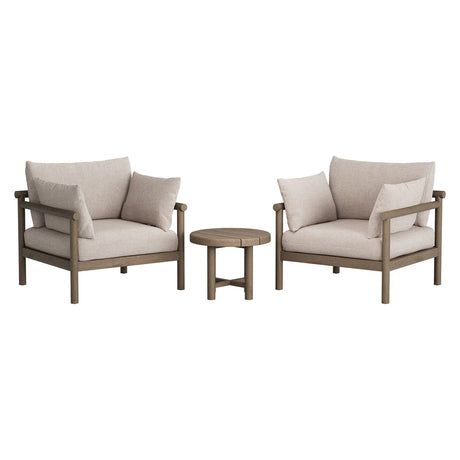 3-Piece Outdoor Teak Wood Armchair Conversation Set