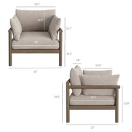 3-Piece Outdoor Teak Wood Armchair Conversation Set