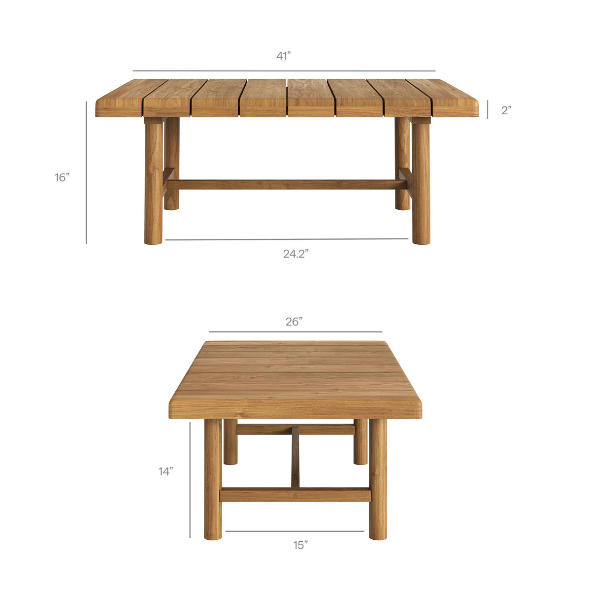 4-Piece Outdoor Teak Wood Patio Conversation Set