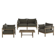 4-Piece Outdoor Teak Wood Patio Conversation Set
