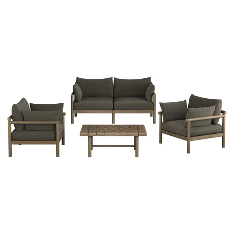 4-Piece Outdoor Teak Wood Patio Conversation Set