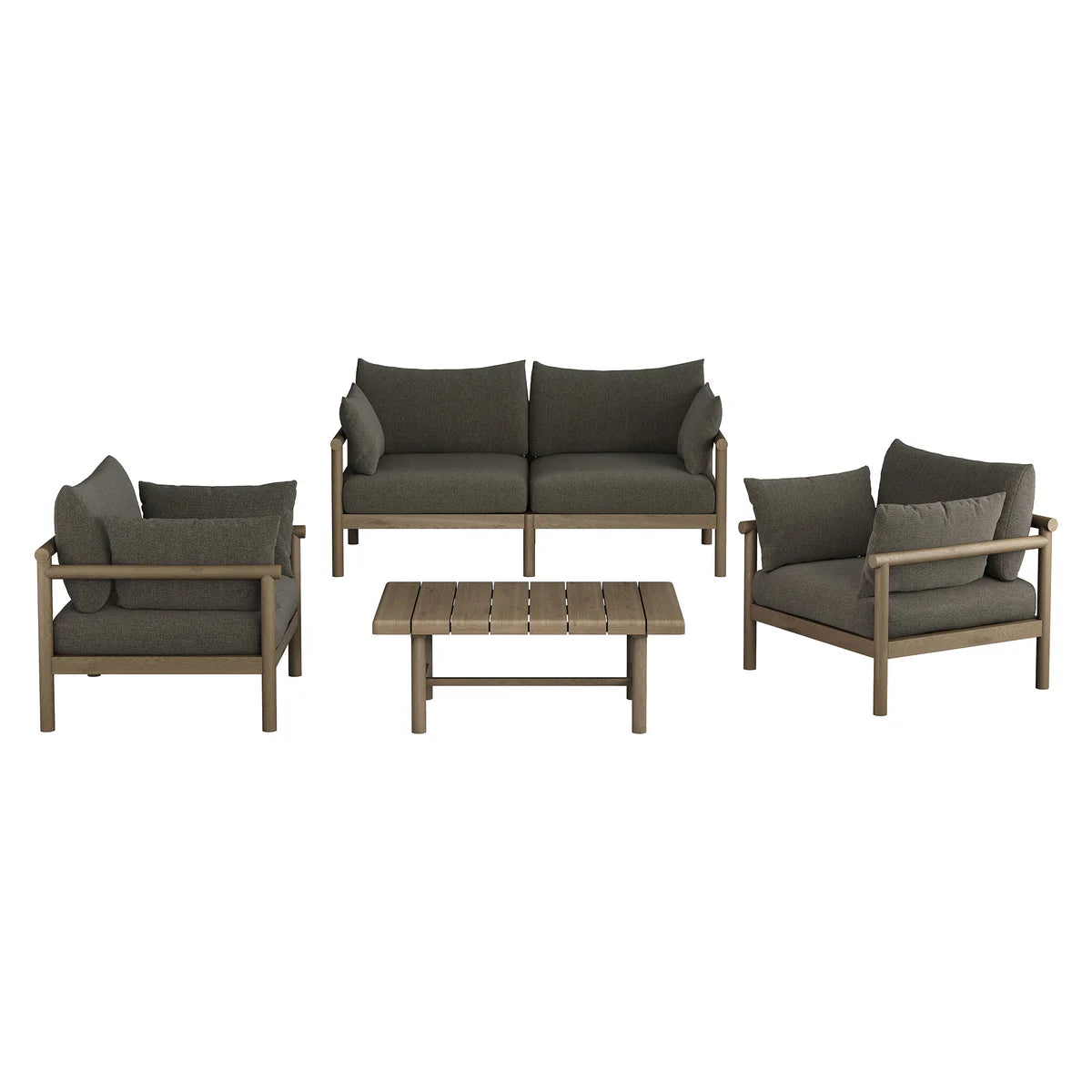 4-Piece Outdoor Teak Wood Patio Conversation Set