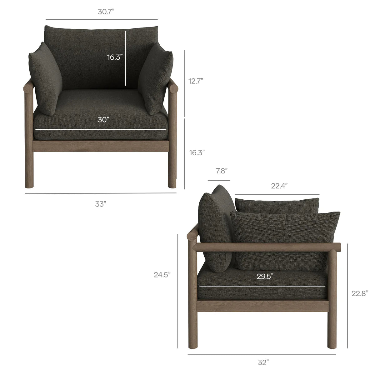 4-Piece Outdoor Teak Wood Patio Conversation Set