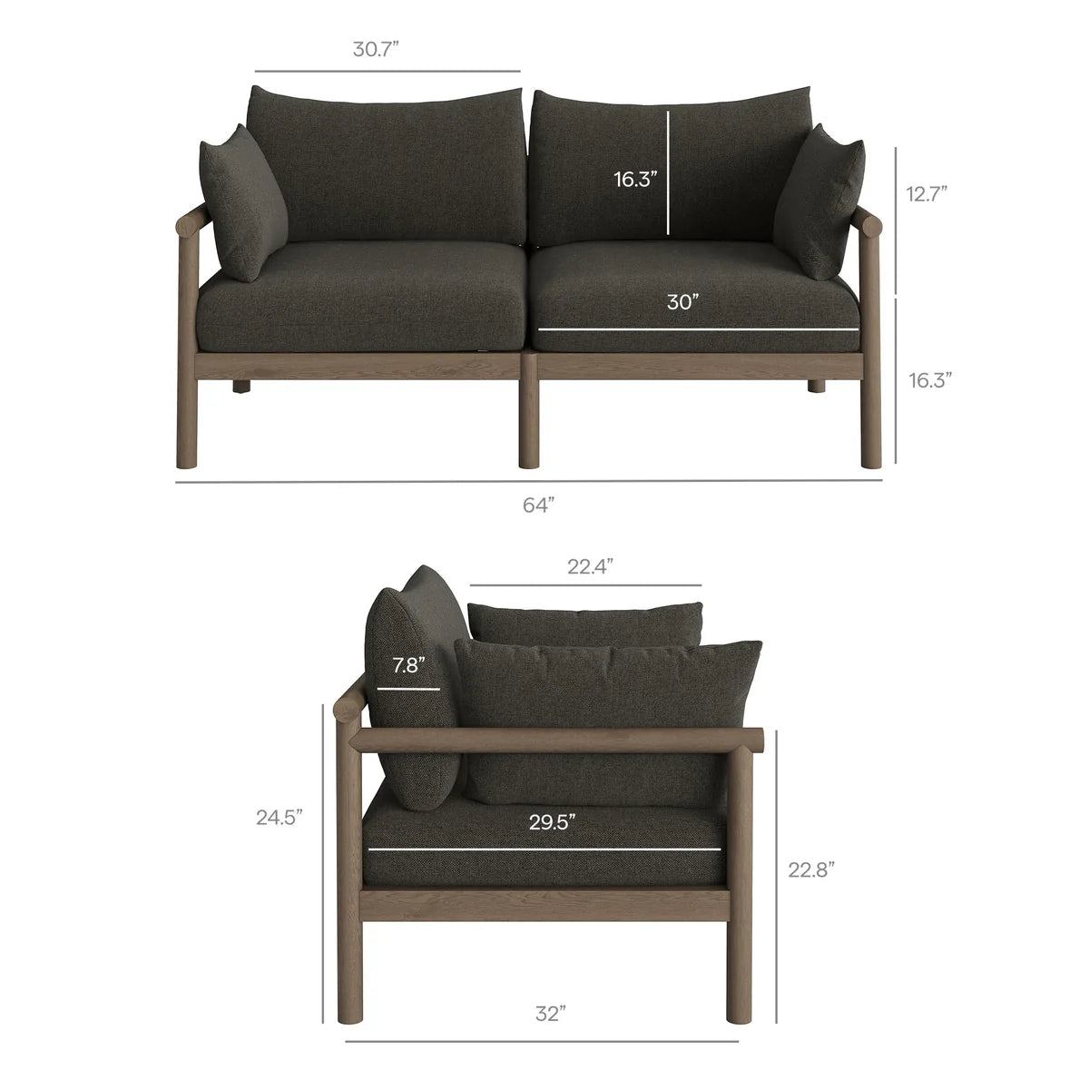 4-Piece Outdoor Teak Wood Patio Conversation Set
