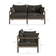 4-Piece Outdoor Teak Wood Patio Conversation Set