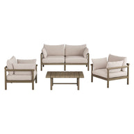4-Piece Outdoor Teak Wood Patio Conversation Set