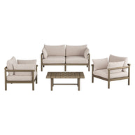 4-Piece Outdoor Teak Wood Patio Conversation Set