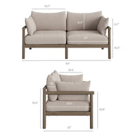 4-Piece Outdoor Teak Wood Patio Conversation Set