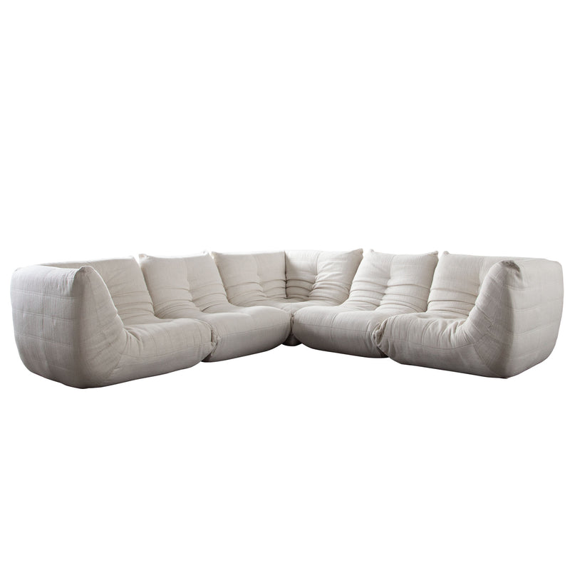 Cream Modular Upholstered Sectional Sofa
