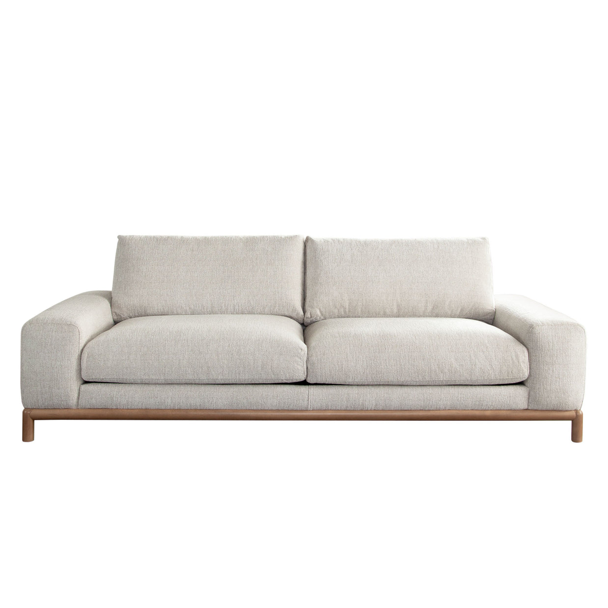 Mid-Century Modern Soft Neutral Fabric Sofa