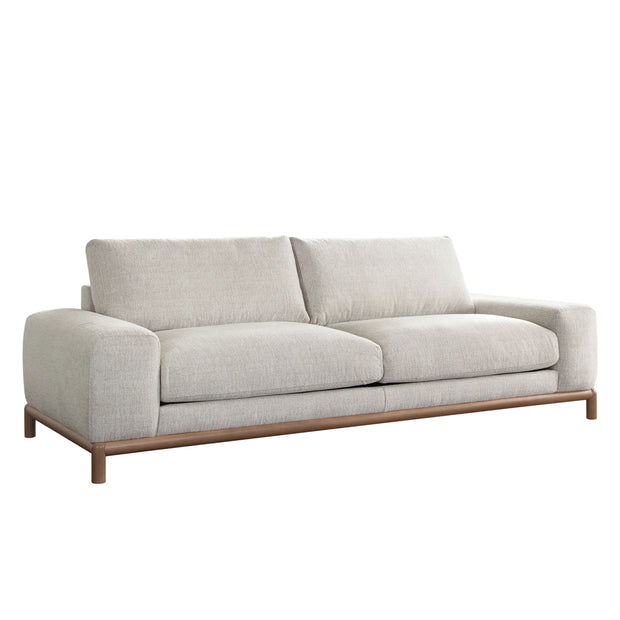 Mid-Century Modern Soft Neutral Fabric Sofa